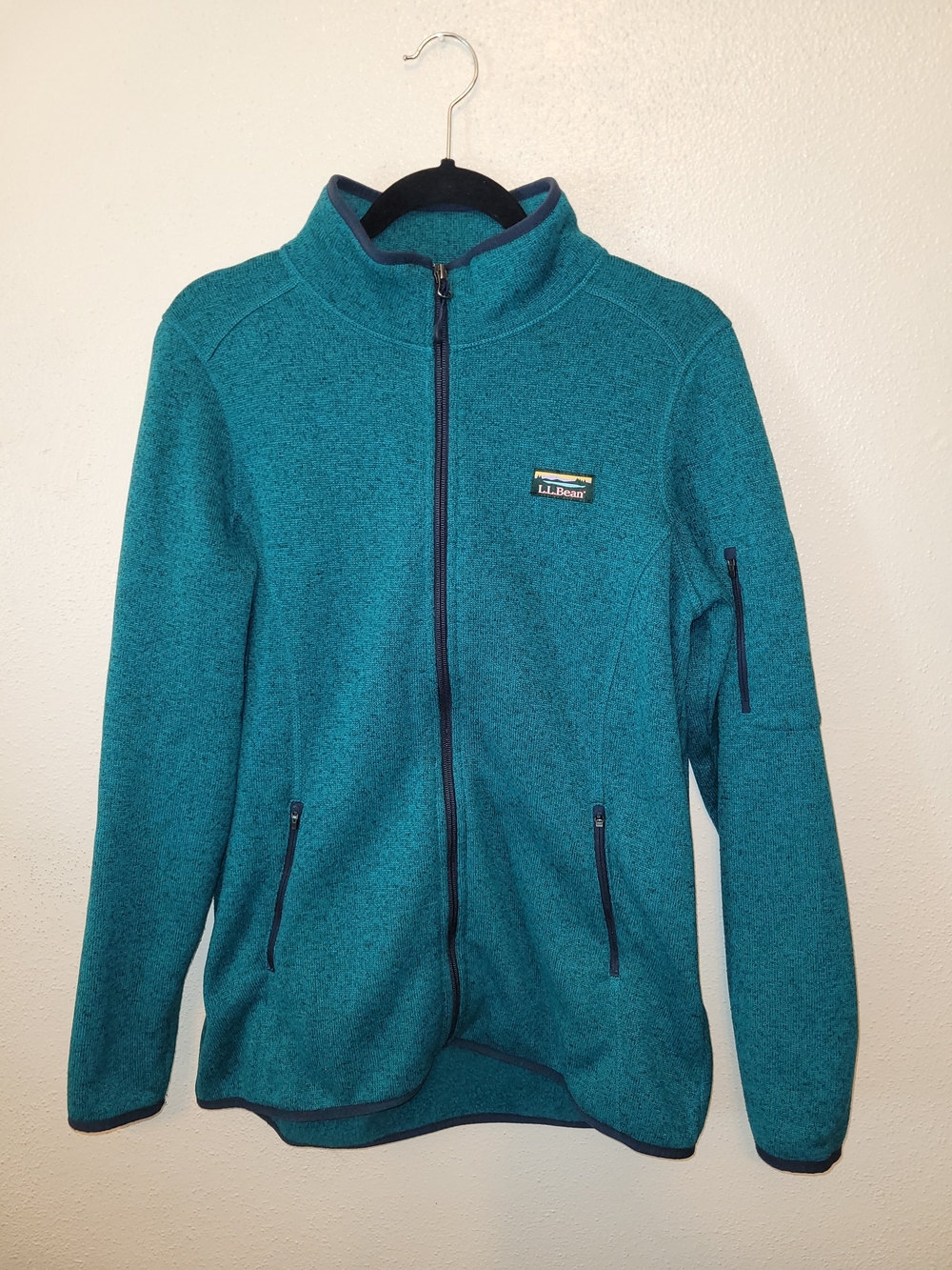 L.L.Bean Sweater Fleece Full Zip Jacket Women's Large Tall Teal Heather